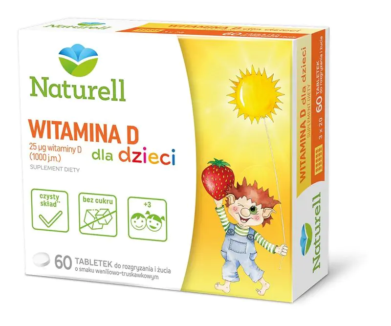 Naturell Βιταμίνη D για Παιδιά 1000 IU, Γεύση Βανίλια-Φράουλα, Μασώμενα Δισκία