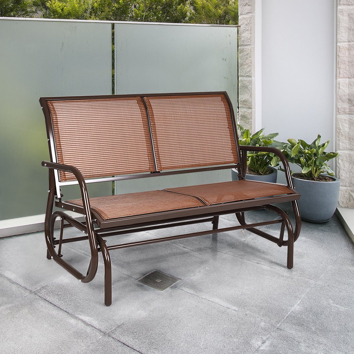 COSTWAY Schaukelstuhl, bis 180kg, 123x71x87cm, für Outdoor