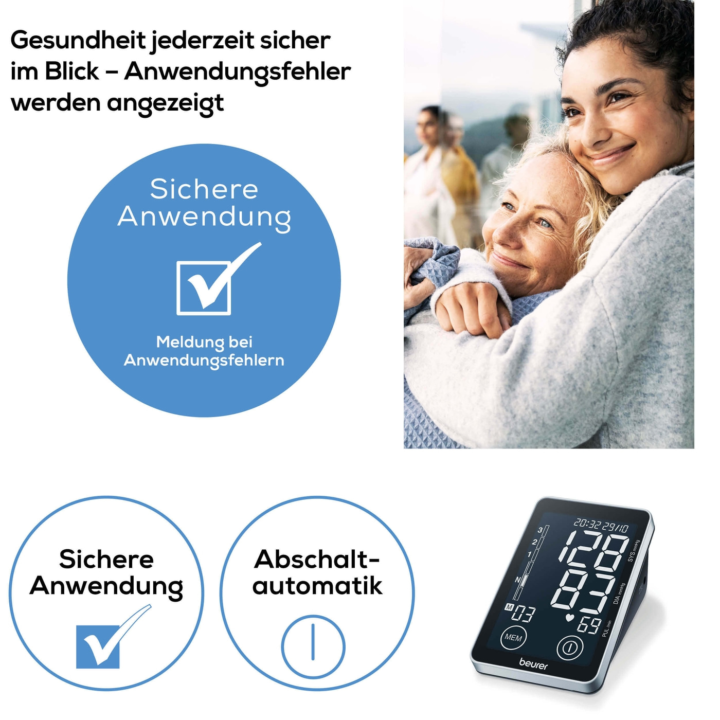 Beurer Oberarm-Blutdruck-messgerät BM 58-Oberarm-Blutdruckmessgerät mit PC-Schnittstelle & XL-Schwarzdisplay