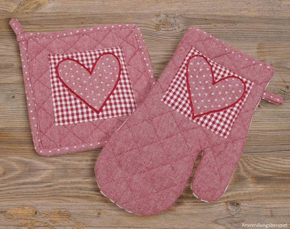 matches21 HOME & HOBBY Topflappen Topflappen Landhaus Premium Punkte Herz Karo 20x20 cm, (1-tlg)
