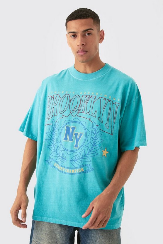 Oversize T-Shirt mit Brooklyn-Print