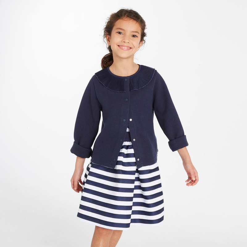 Cardigan à col collerette bleu fille