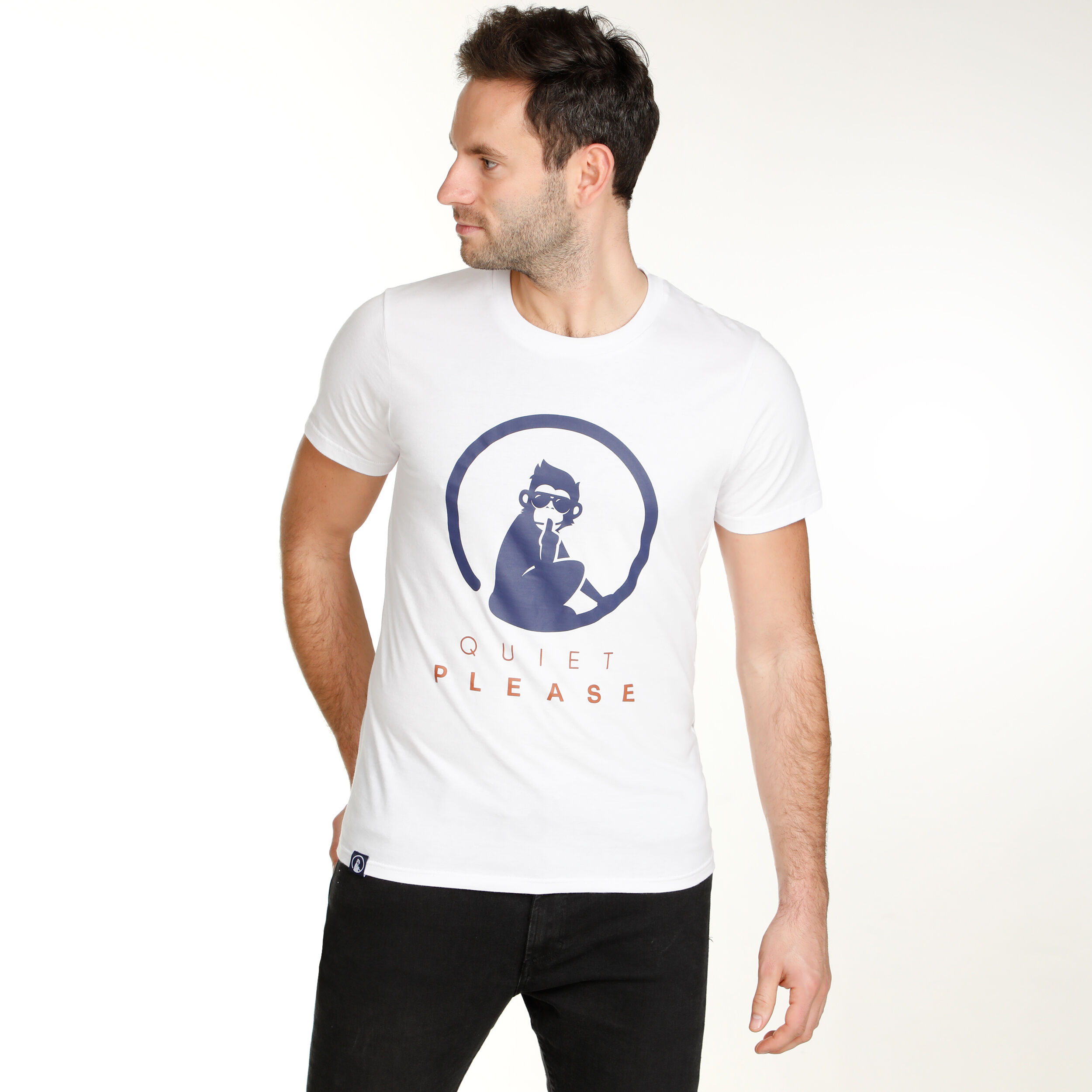 Retro Logo T-Shirt Herren - Weiß, Dunkelblau