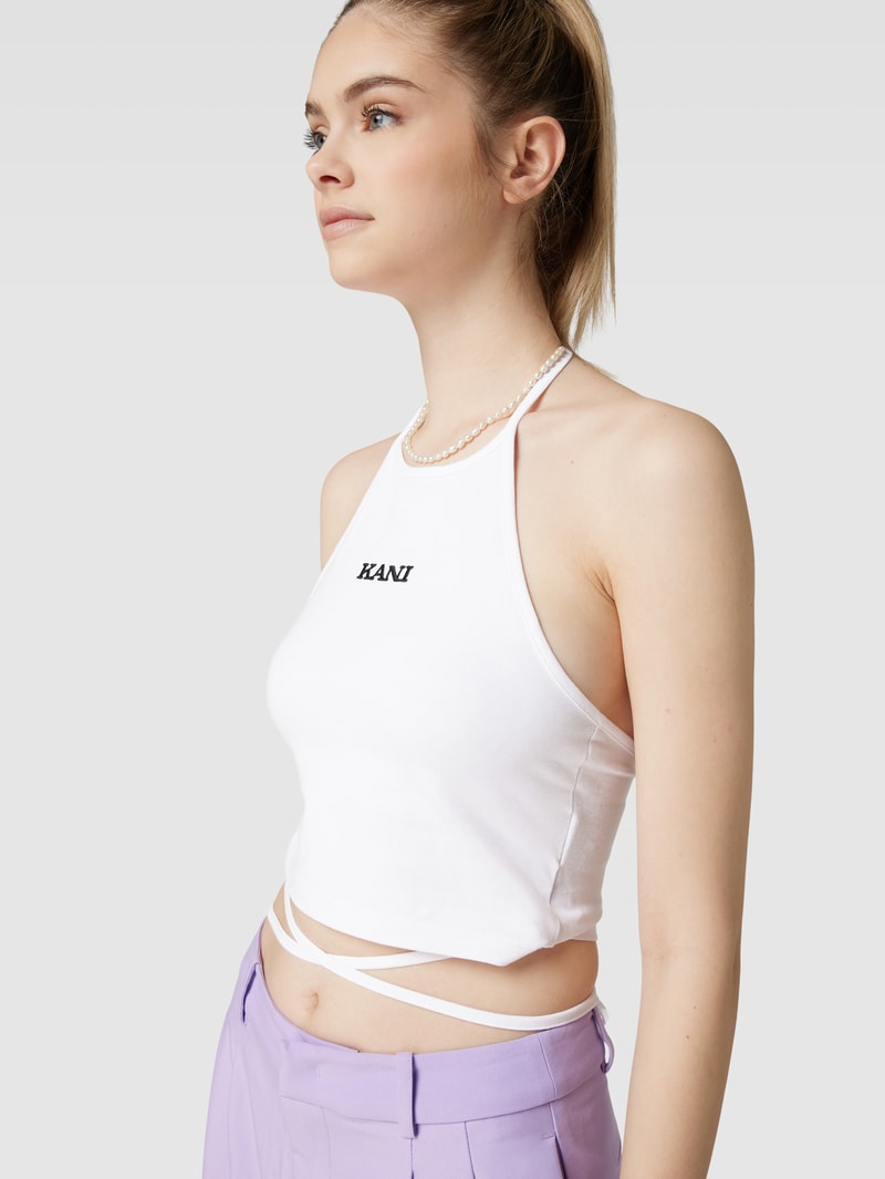 Crop Top mit Neckholder Modell 'SMALL RETRO LACE' in weiss