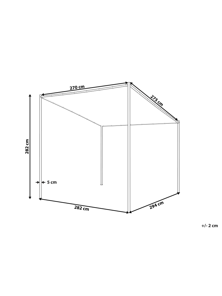 Beliani Garten-Pergola VIMINO in Grau/Schwarz - (W) 282 x (H) 282 x (L) 294 cm günstig kaufen onesize