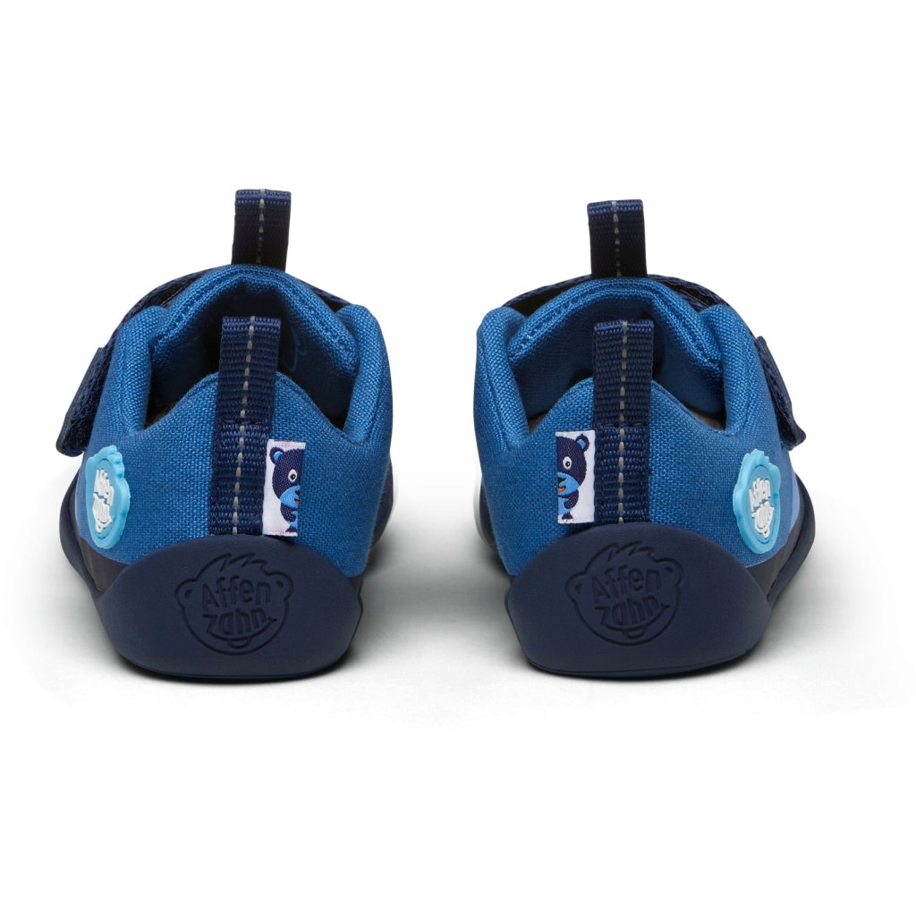 Affenzahn Barfußschuh Baumwolle Lucky Bär Blau Klett