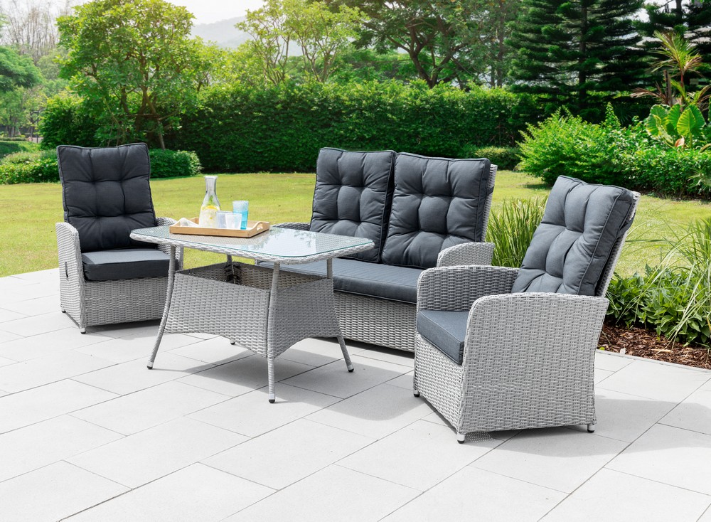 HC Garten & Freizeit Dining-Set 9 tlg. Lounge inkl. Sicherheitsglasplatte