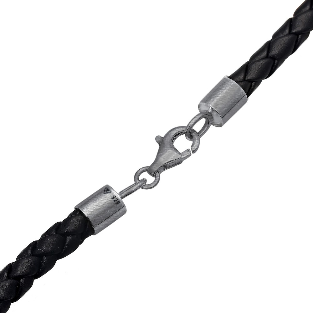 KUZZOI KUZZOI Collier Herren Lederkette Arrow Oxidiert Basic 925 Silber collier