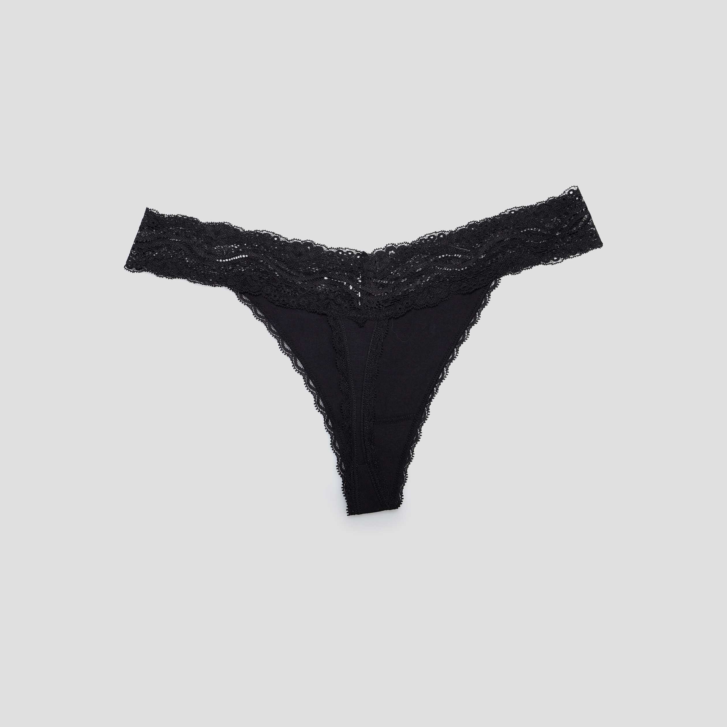 Lot 3 strings en coton noir femme | La Halle