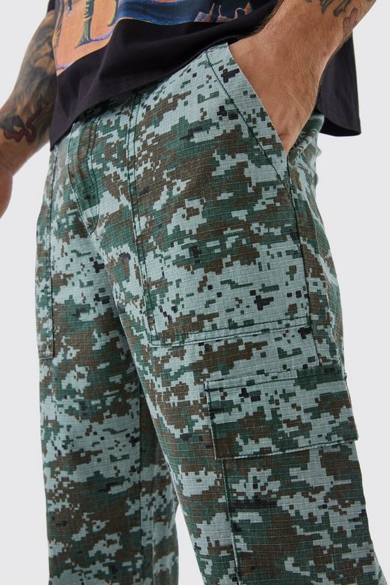 Camouflage Hose mit geradem Bein