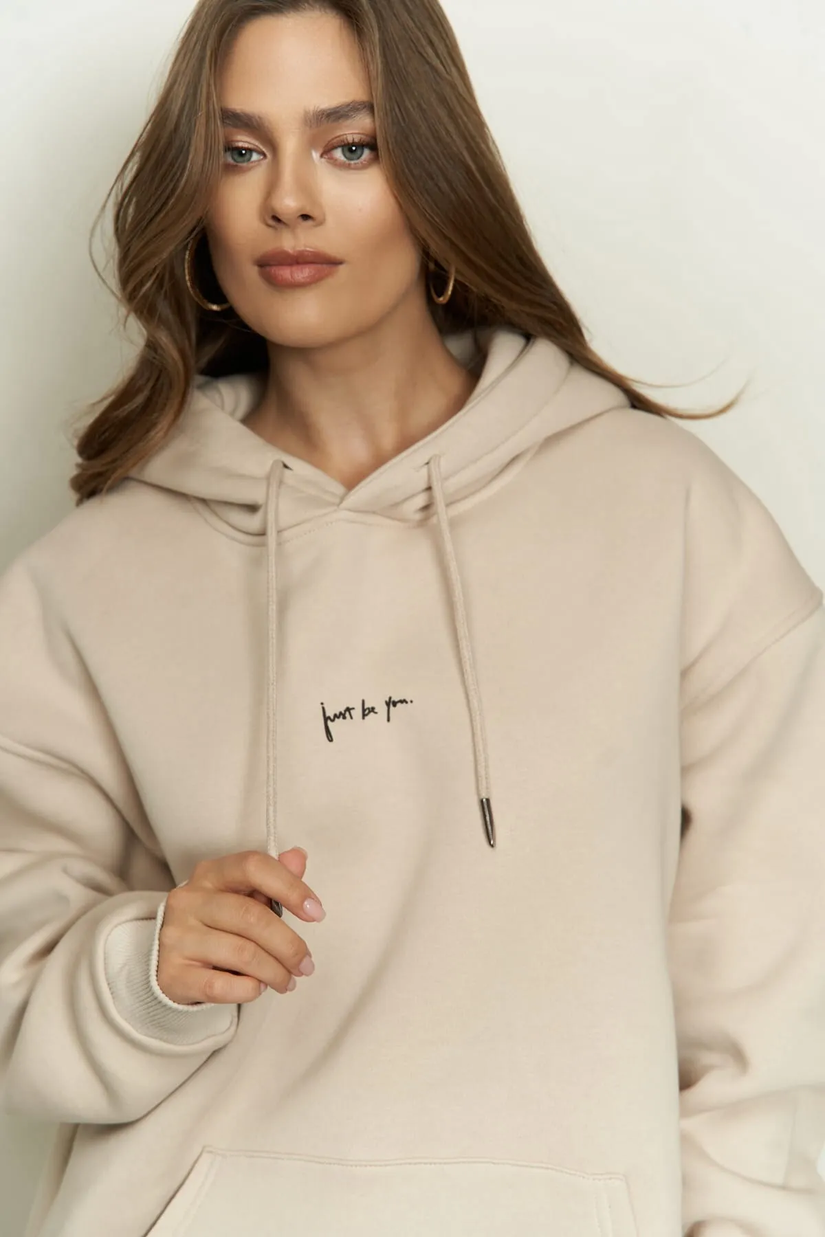 MAİ COLLECTİON  Just Be You Bone Kapuzenpullover
