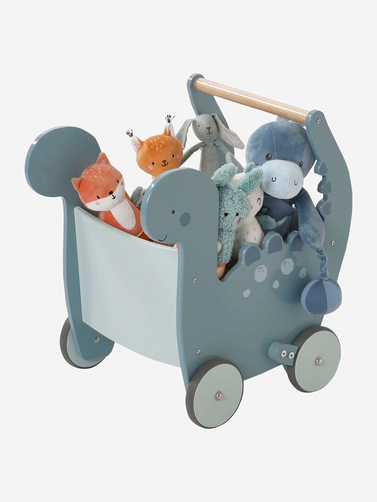 Chariot de marche Dinosaure en bois FSC® bleu