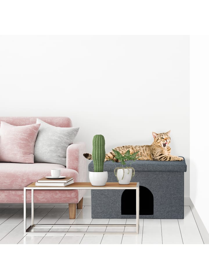 relaxdays Katzenhöhle in Grau -  (B)64,5 x (H)38,5 x (T)37,5 cm günstig kaufen onesize