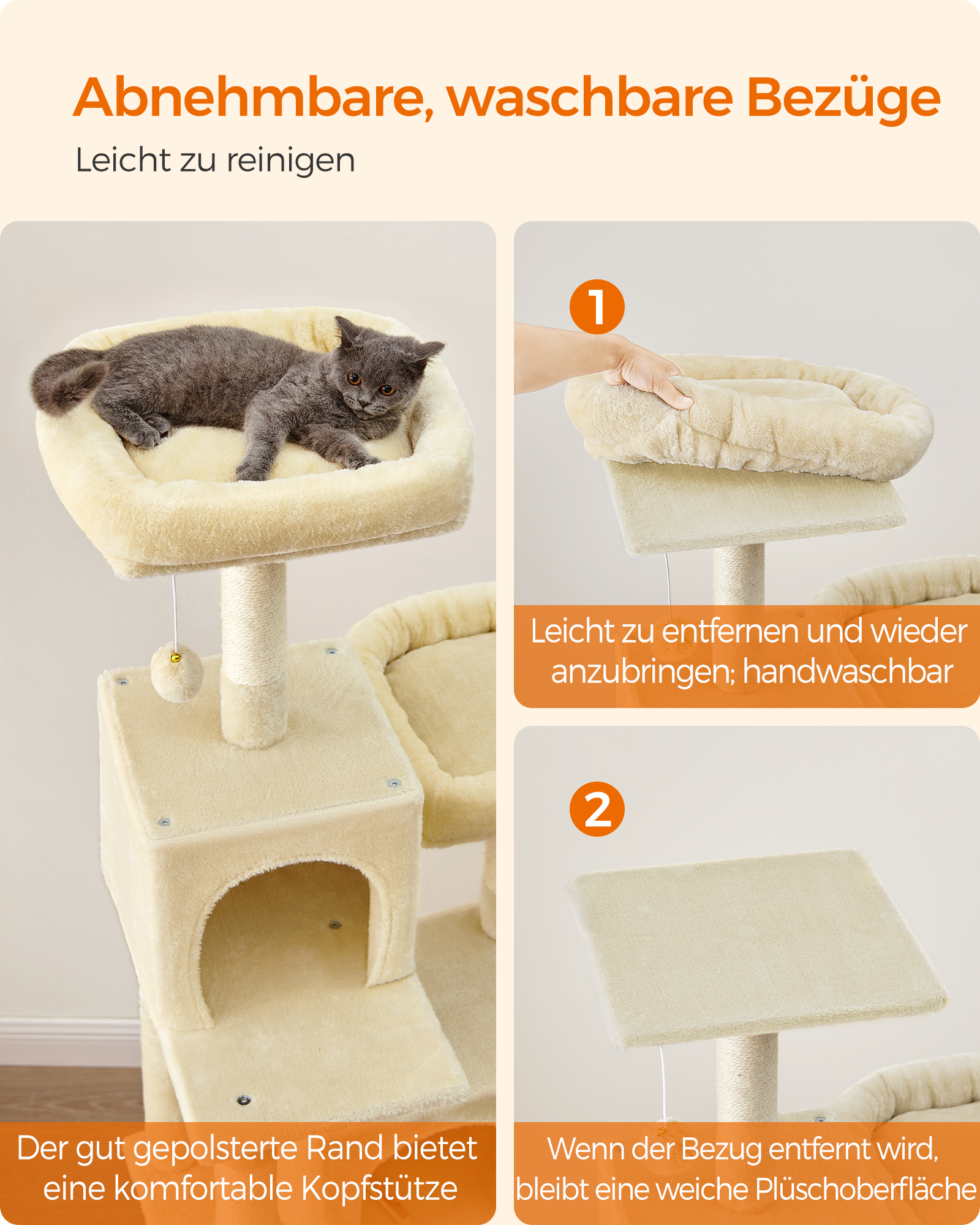 FEANDREA Kratzbäume FEANDREA Katzenbaum XXL 199cm hellgrau beige