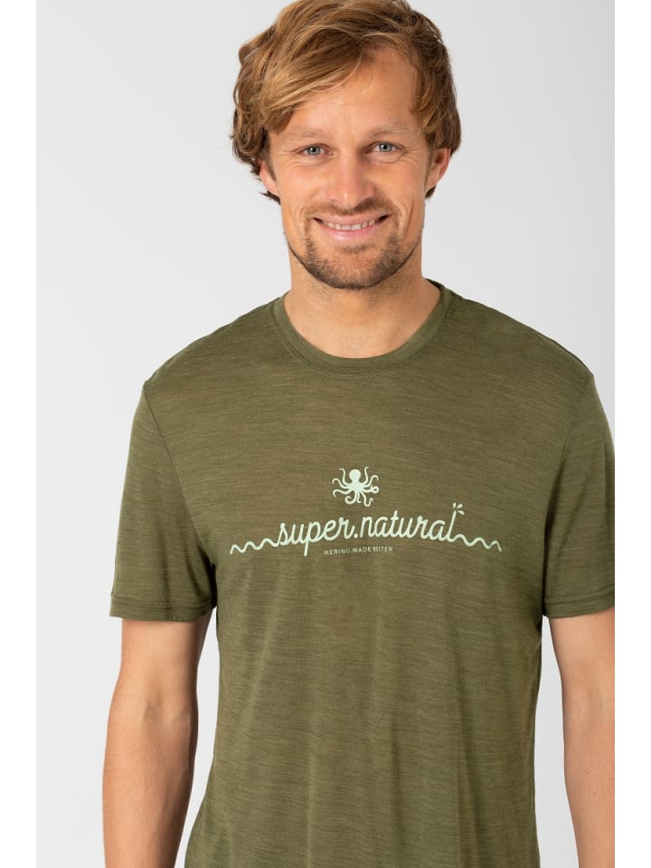 super.natural Merino T-Shirt M OCTO TEE in olivgrün günstig kaufen S
