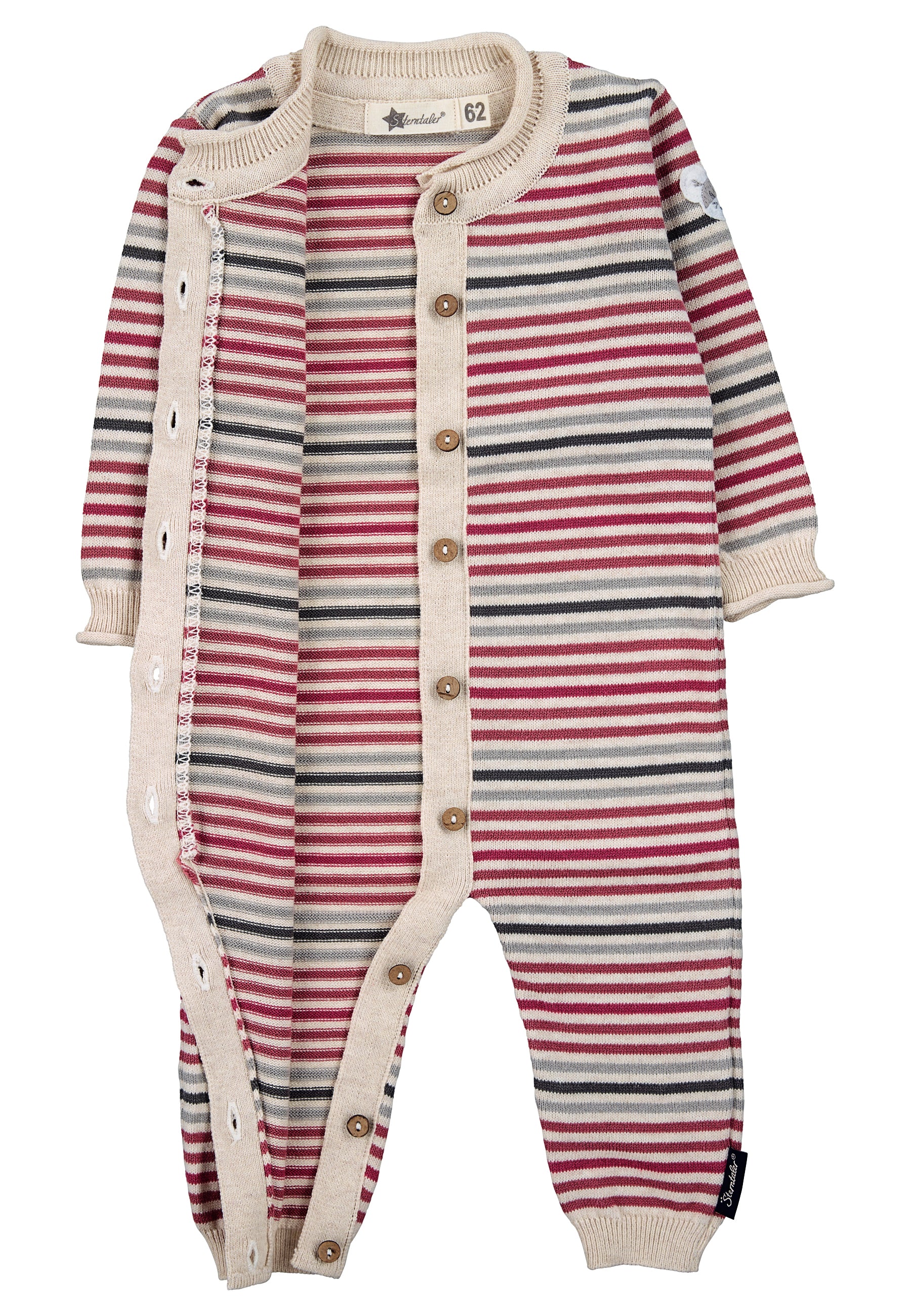 GOTS Strick Baby Strampler Einteiler in Rosa
