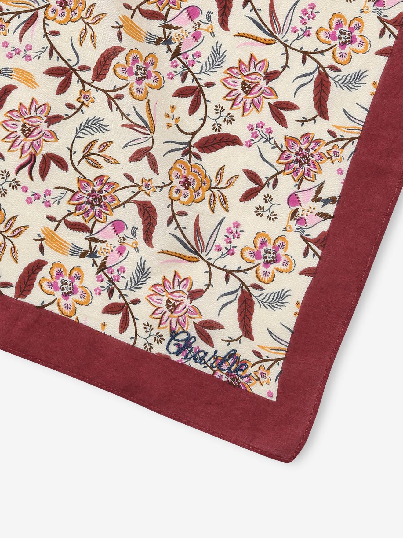 Foulard fleuri personnalisable fille mauve