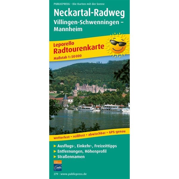Neckartal-Radweg Villingen-Schwenningen - Mannheim. Radwanderkarte 1 : 50 000 - Fahrradkarte