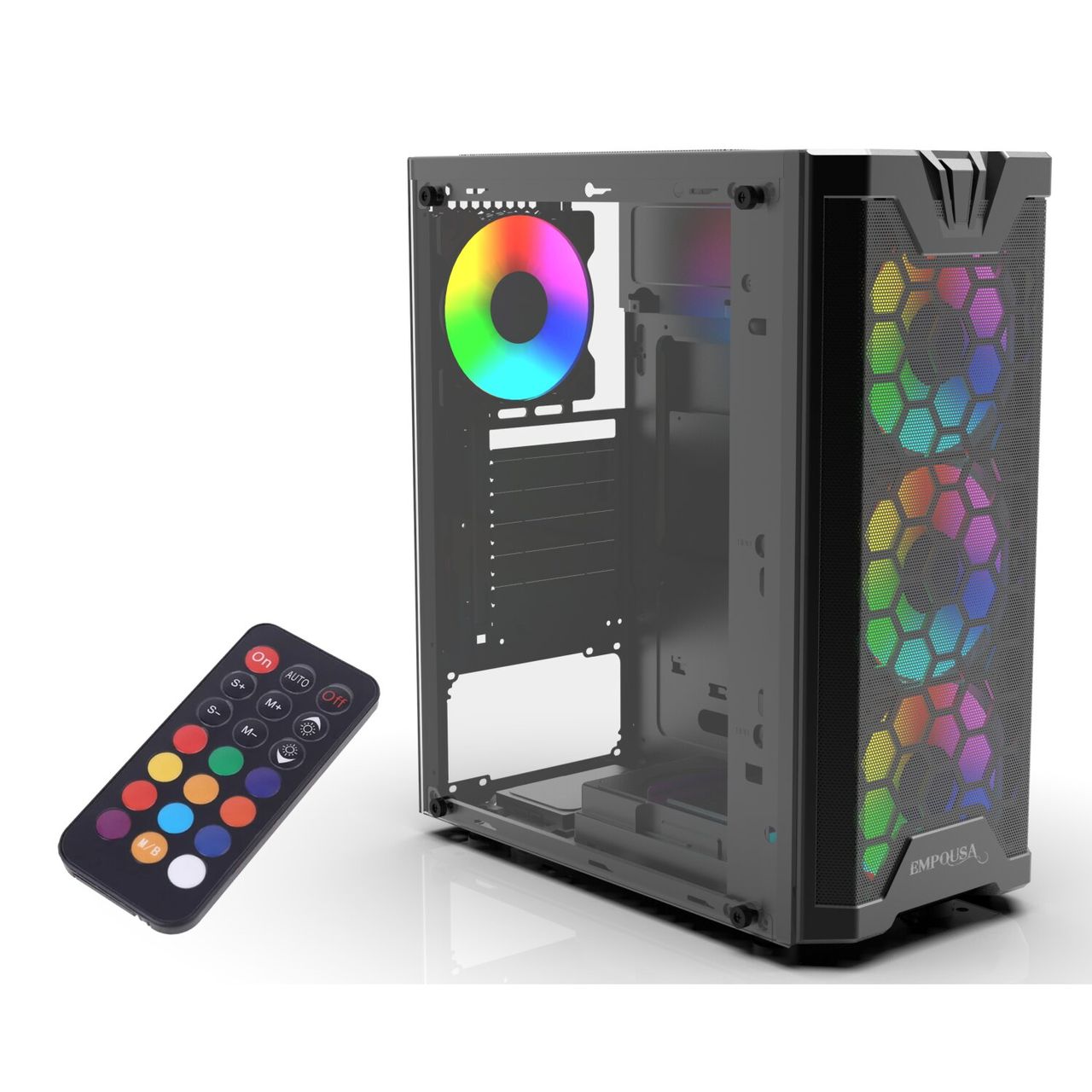 Inca EMPOUSA Premium Computer CASE EMG-15XB 4x ARGB Lüfter LED Glasscheibe schwarz