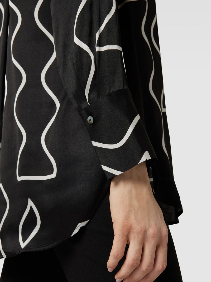 Bluse mit Allover-Muster in schwarz