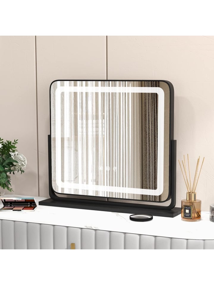 COSTWAY Kosmetikspiegel mit 3 Lichtfarben in Schwarz günstig kaufen 48 cm