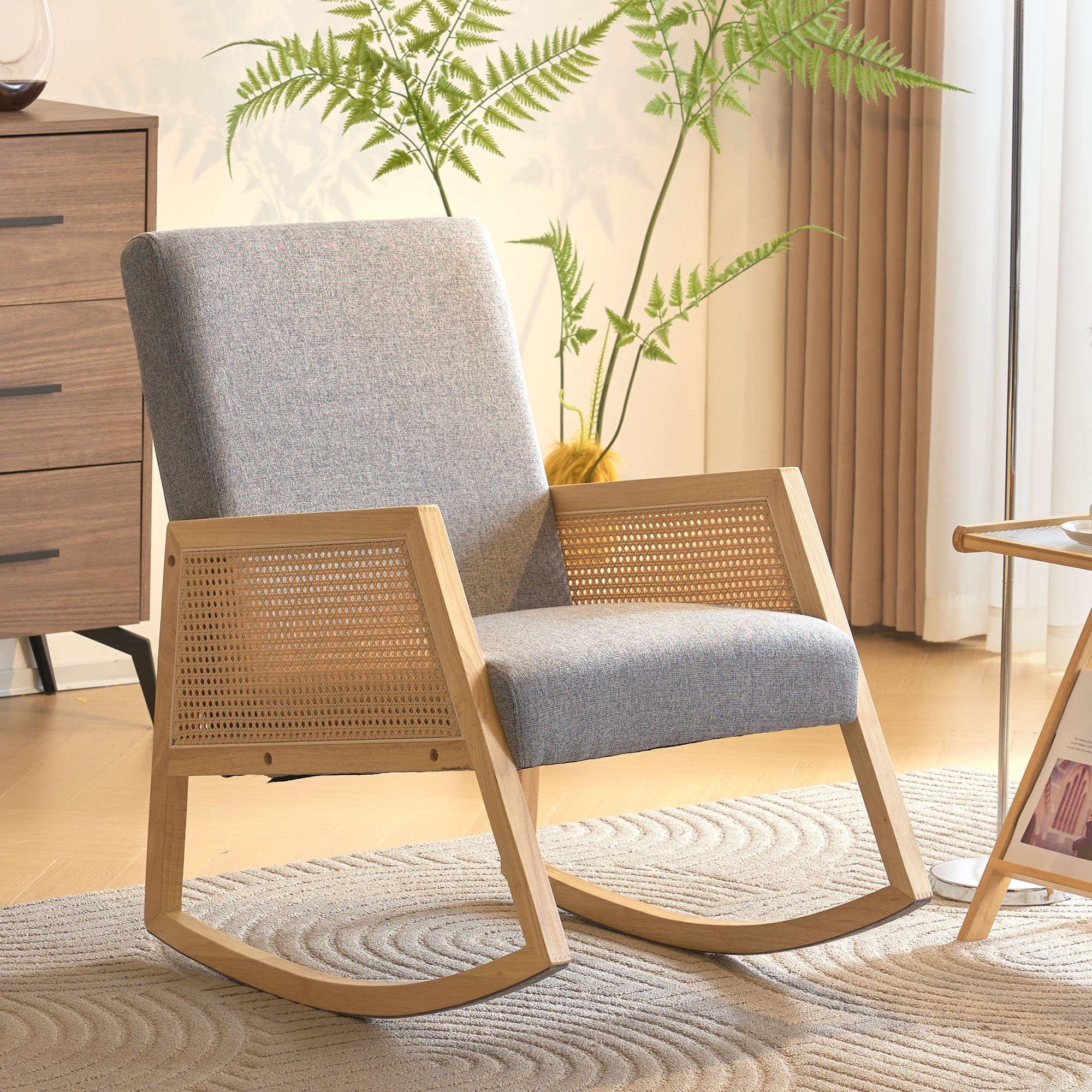 Celya Schaukelstuhl Rattanstühle für Wohnzimmer, Kinderzimmer, Balkon, Garten (1-St)