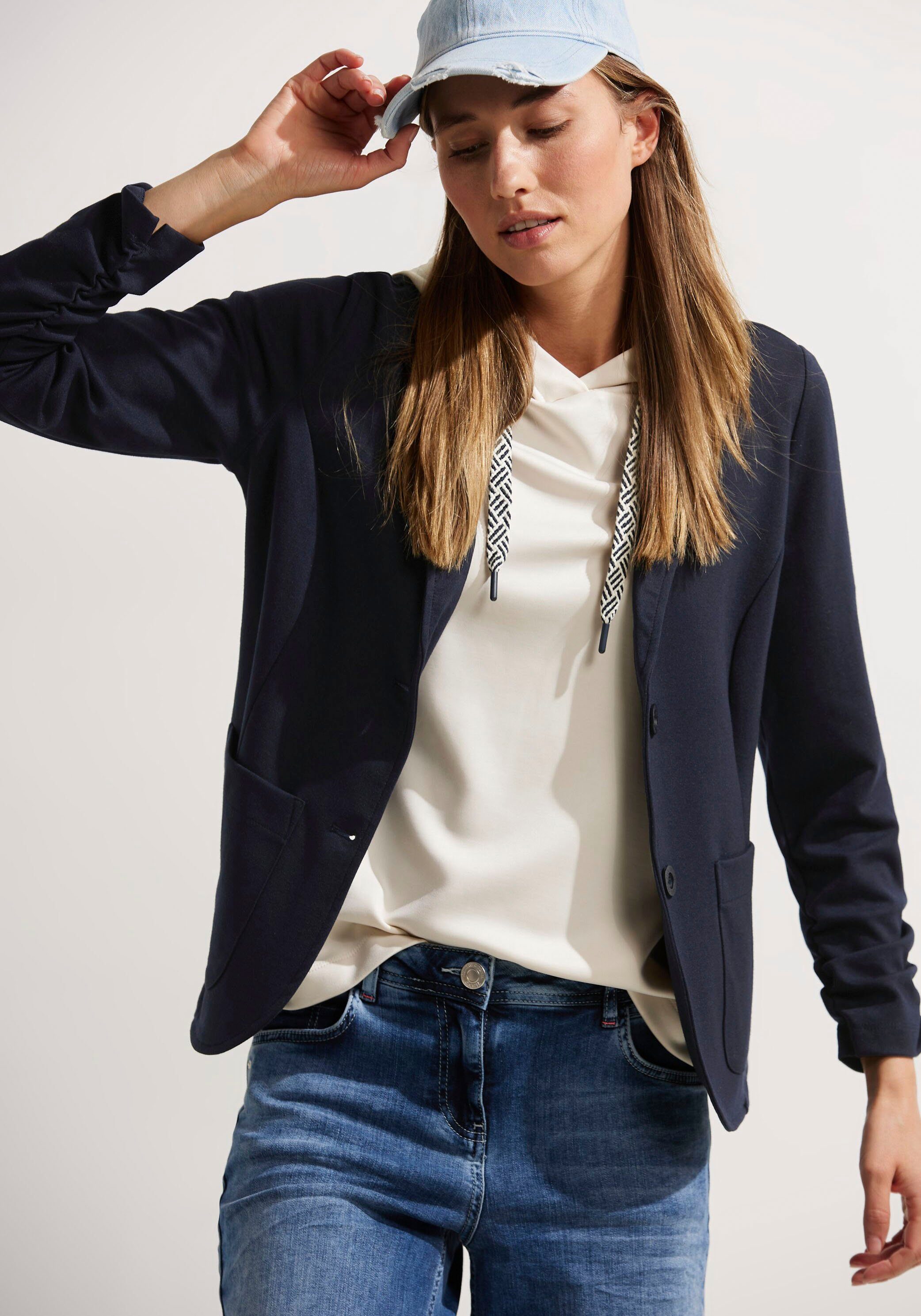 Cecil Sweatblazer mit gerafften 3/4-Ärmeln