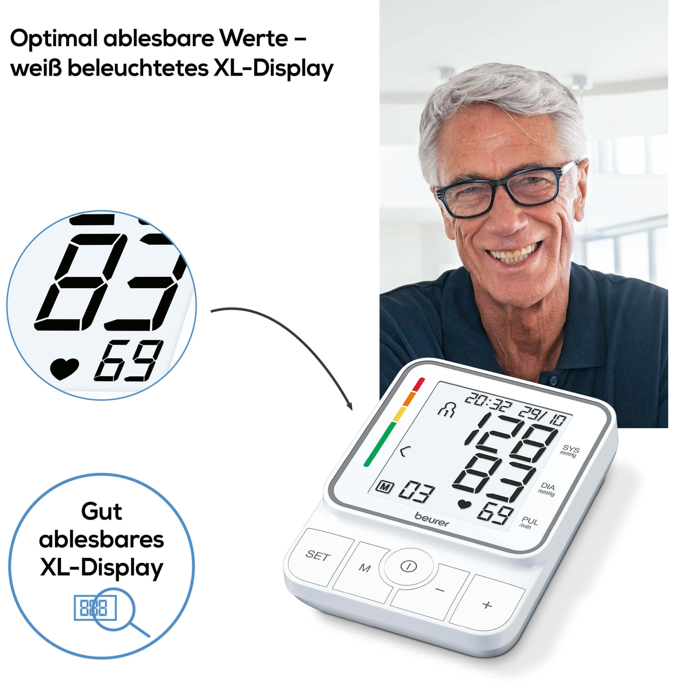 Beurer Oberarm-Blutdruckmessgerät BM 51 easyClip-Oberarm-Blutdruckmessgerät mit Inflation-Technology & easyClip-Manschette