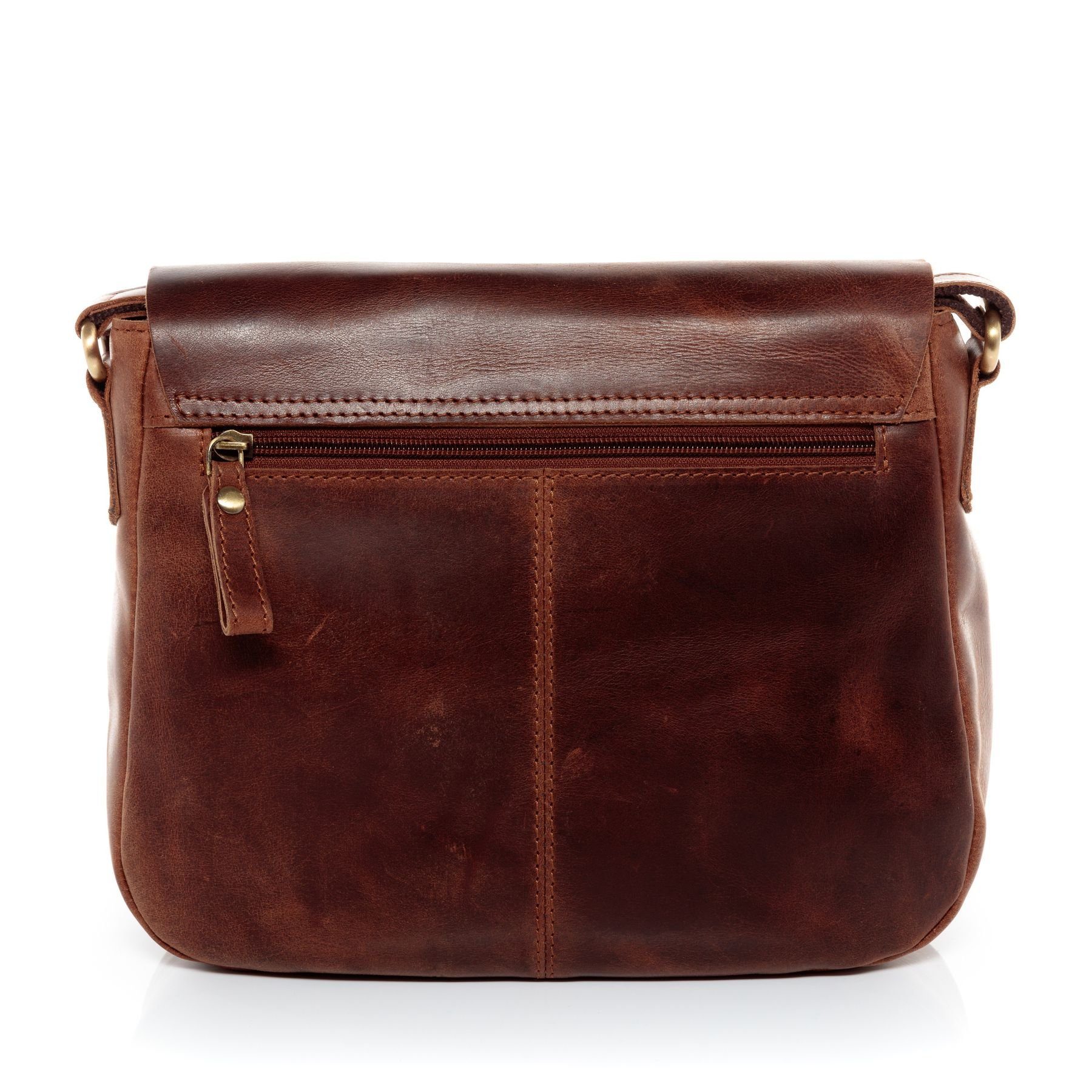 SID & VAIN Schultertasche Leder Umhängetasche Damen YALE, Crossbody Bag Echtleder für Damen, Handtasche mit Schultergurt braun
