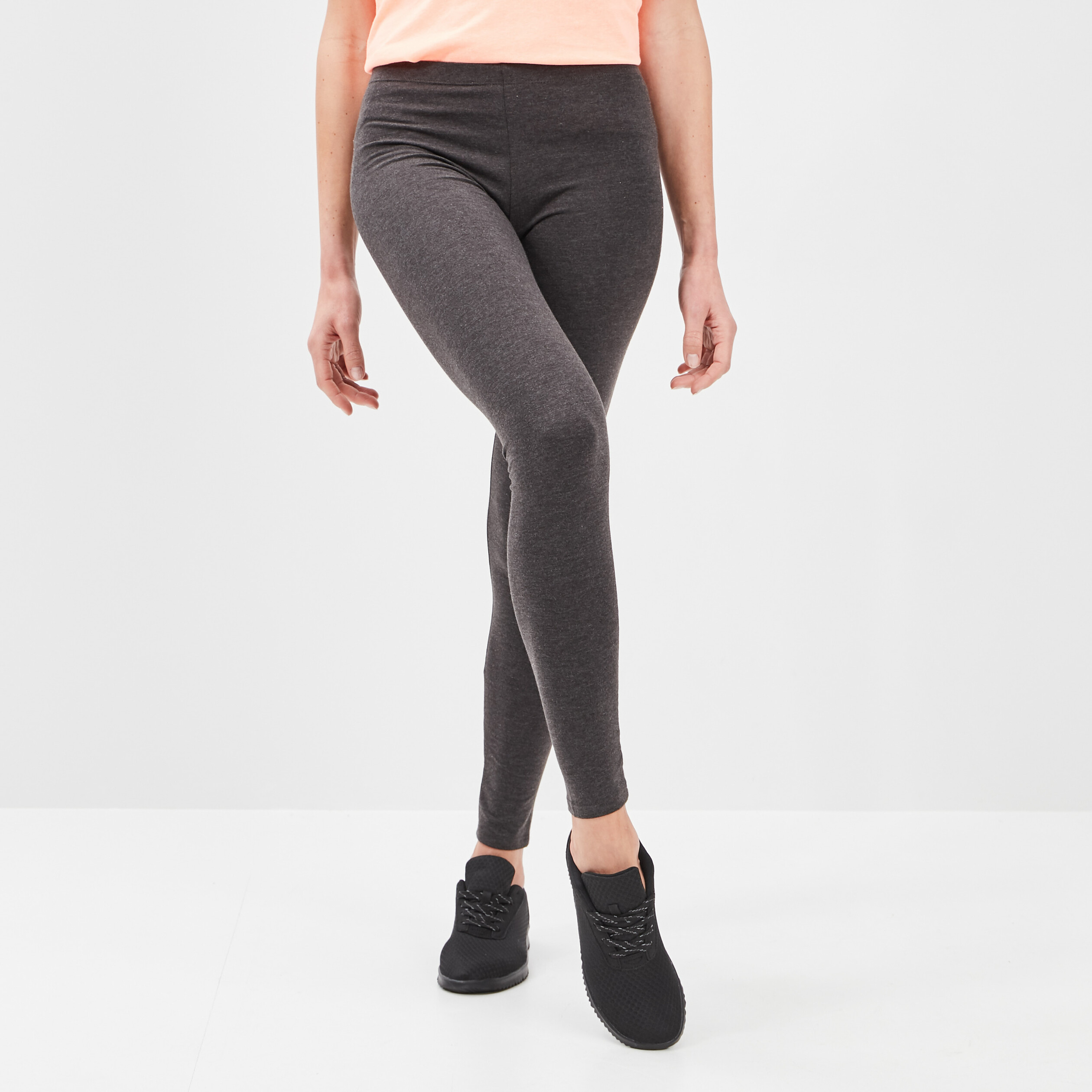 Legging long taille haute gris foncé femme | La Halle