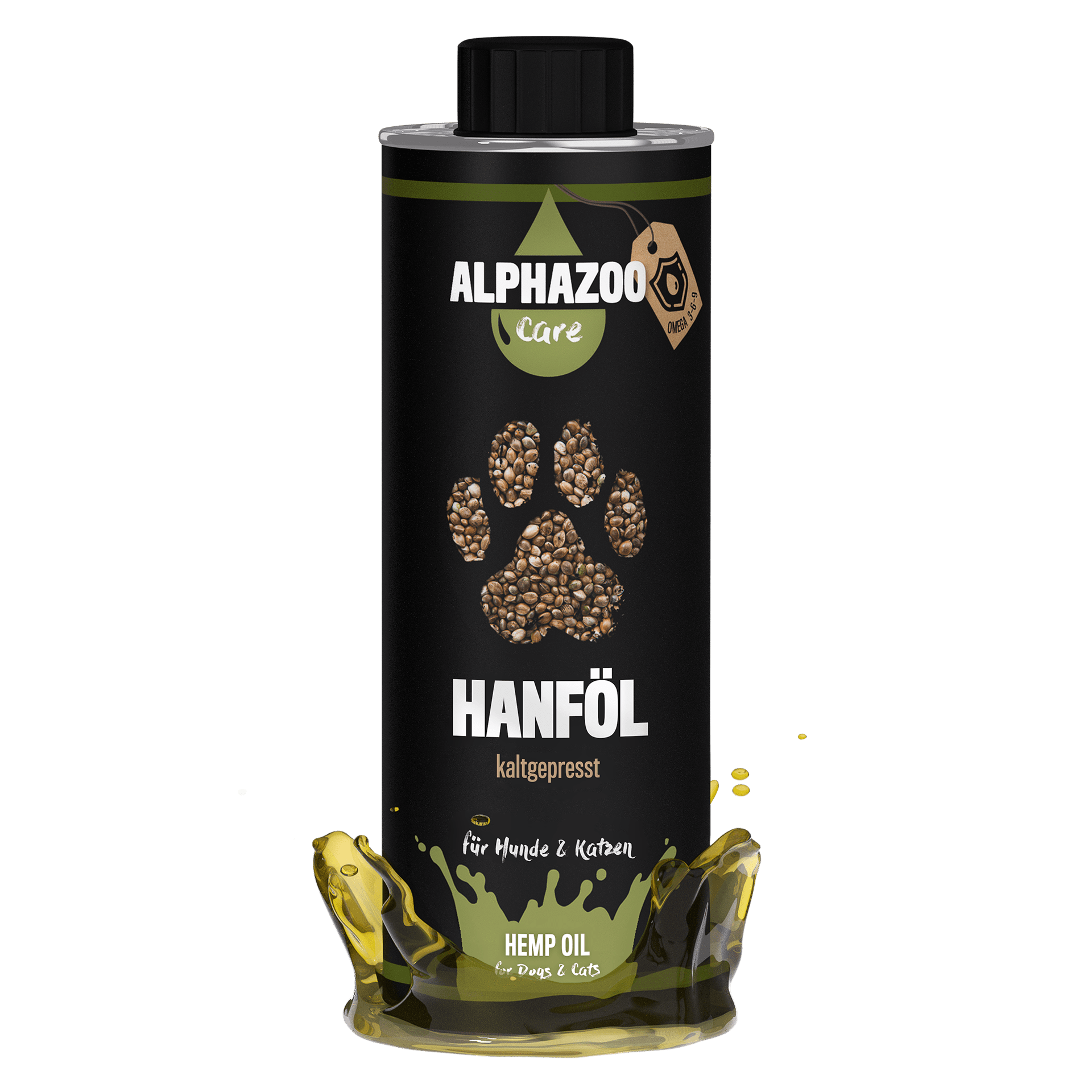 ALPHAZOO Ergänzungsfutter & Aufzucht ALPHAZOO Premium Hanföl für Hunde und Katzen