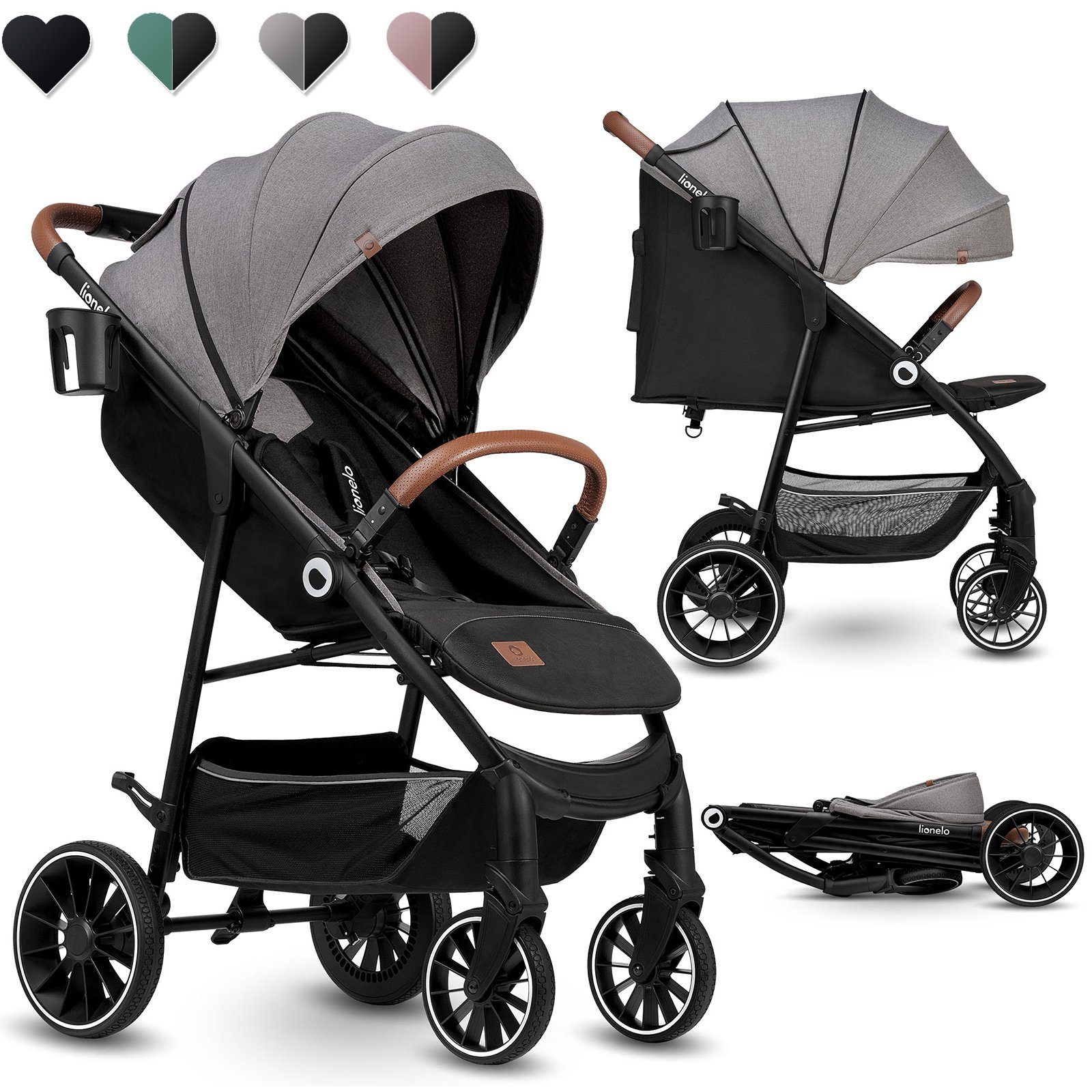 lionelo Kinder-Buggy ALEXIA, Moskitonetz Tasche Kinderwagenbezug UPV 50+ SET