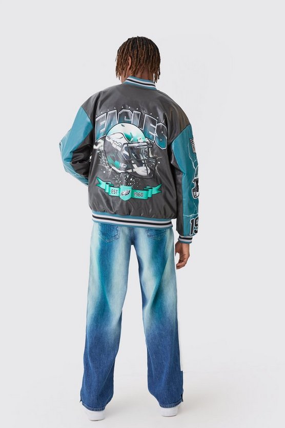 Oversize Nfl Eagles Jacke mit PU-Applikation