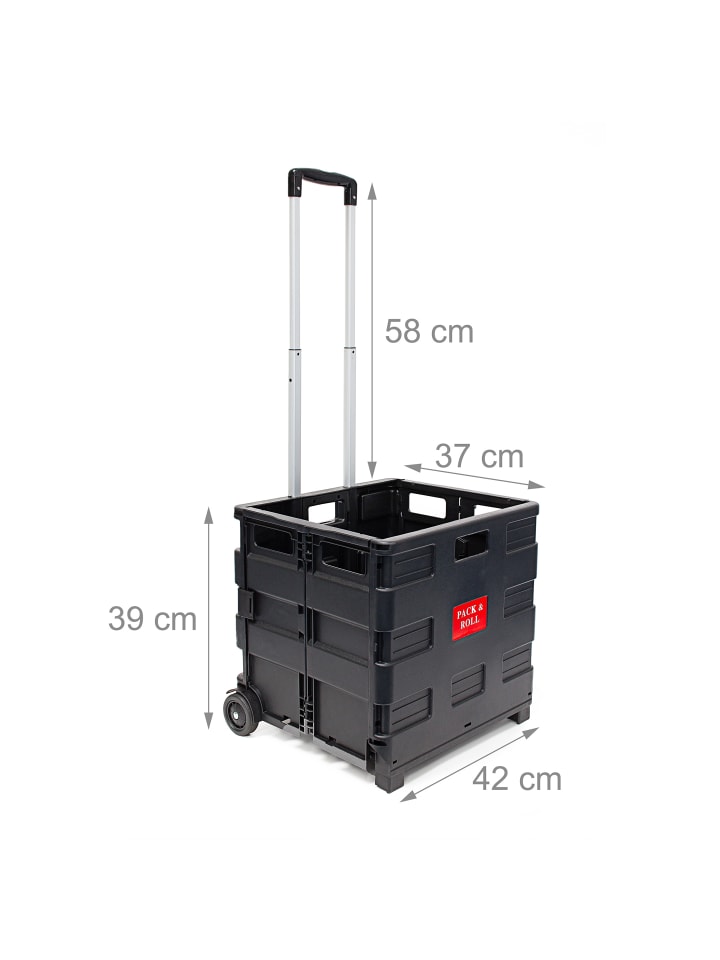 relaxdays 2x Einkaufstrolley in Schwarz - (B)42 x (H)100 x (T)37 cm günstig kaufen onesize