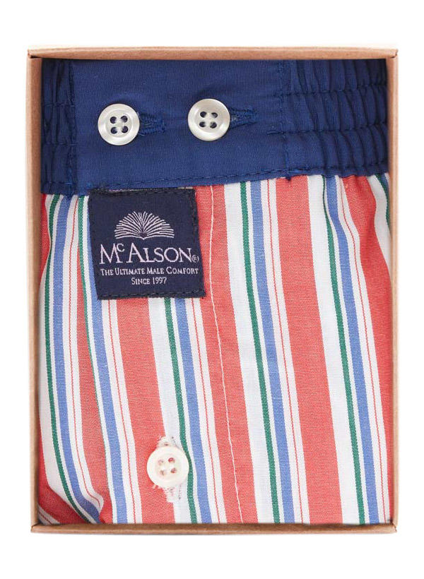 MC ALSON, Boxershorts, Baumwolle, blau-rot gestreift