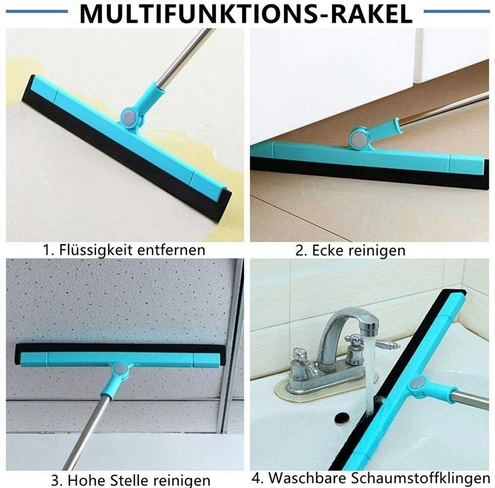 LETGOSPT Wischmopp Wasserschieber, mit Teleskopstiel, Gummischieber 85cm