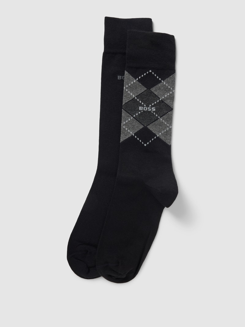 Socken mit Label-Detail im 2er-Pack in schwarz