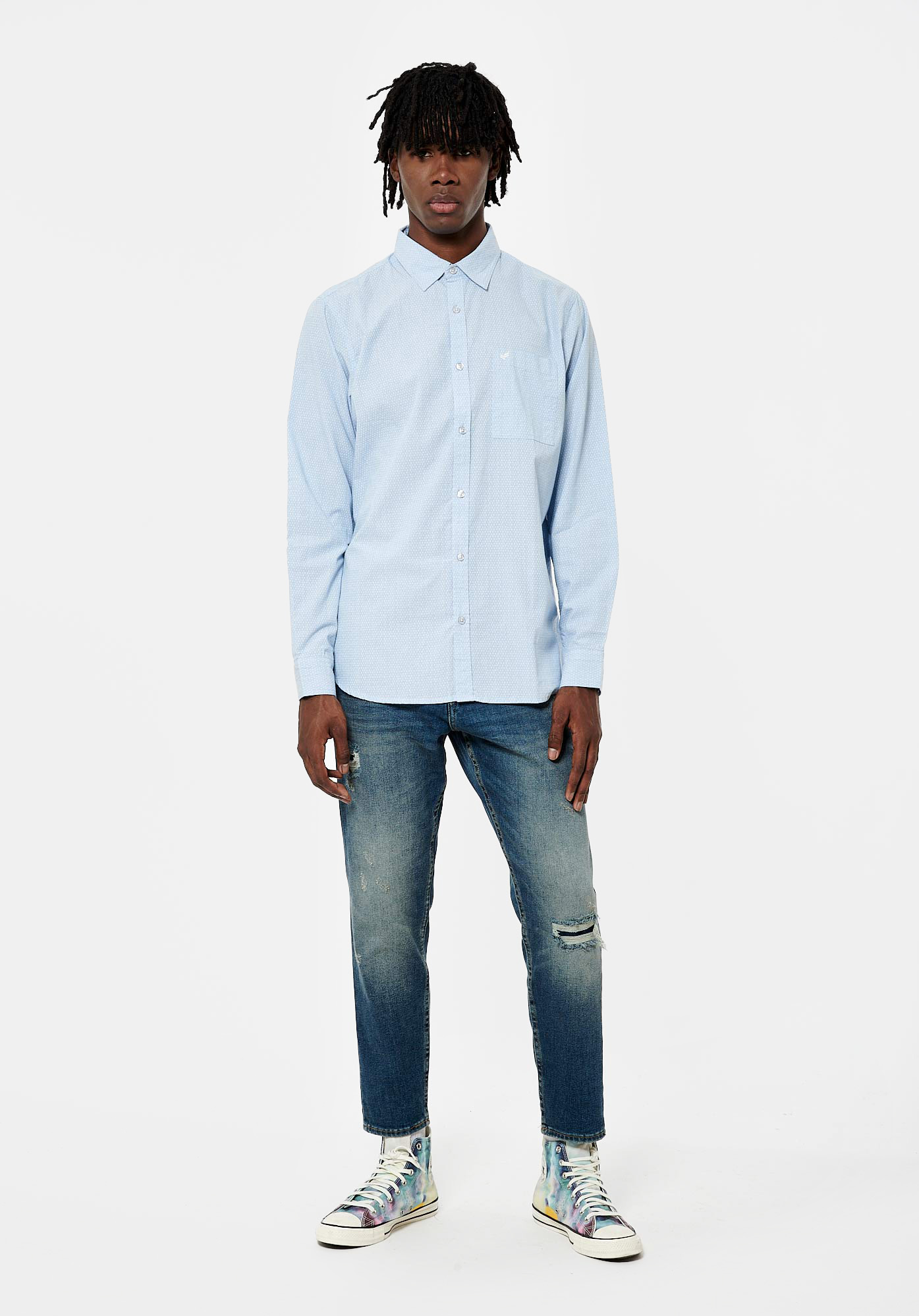 MEYER  Chemise bleu clair Homme en 100% coton