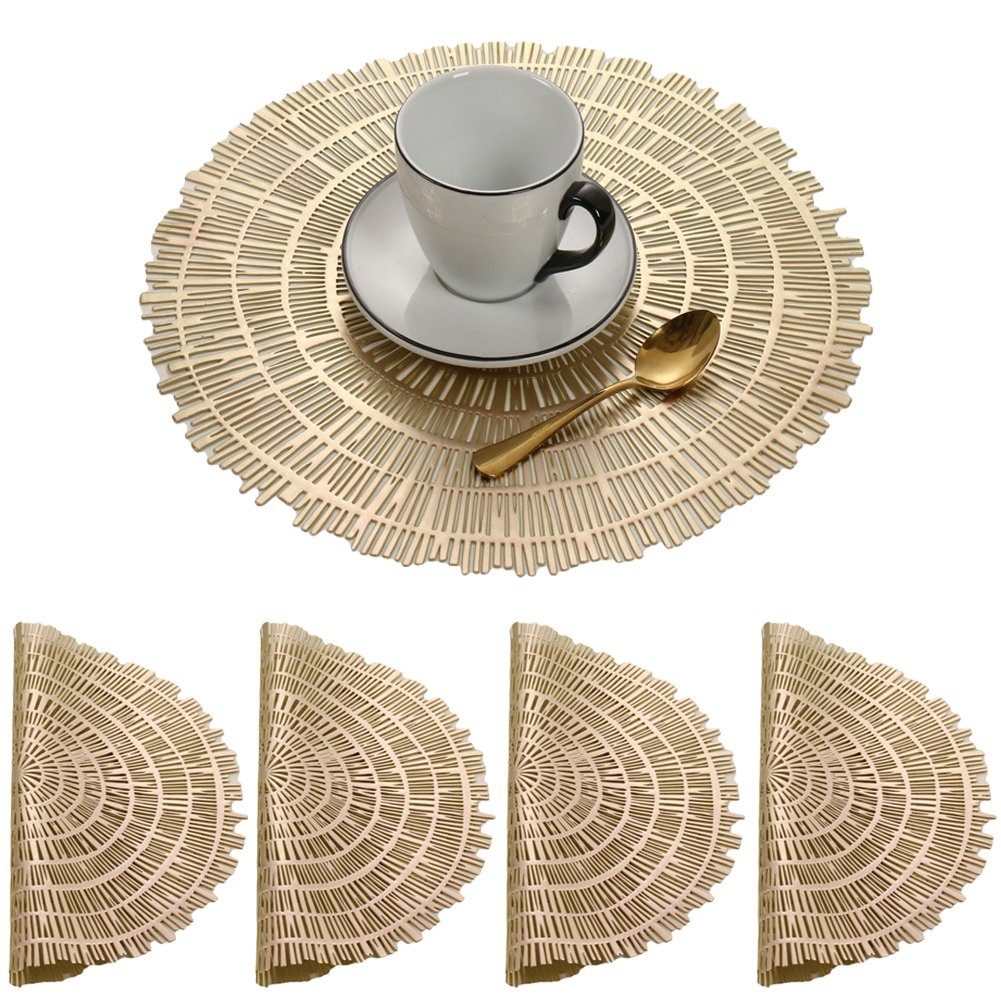 ZAXSD Tischsitz Tischsets, 4er Runde Platzsets, PVC Platzsets, Abwaschbar Tischsets, Hitzebeständig und rutschfest Tischsets, 38 cm