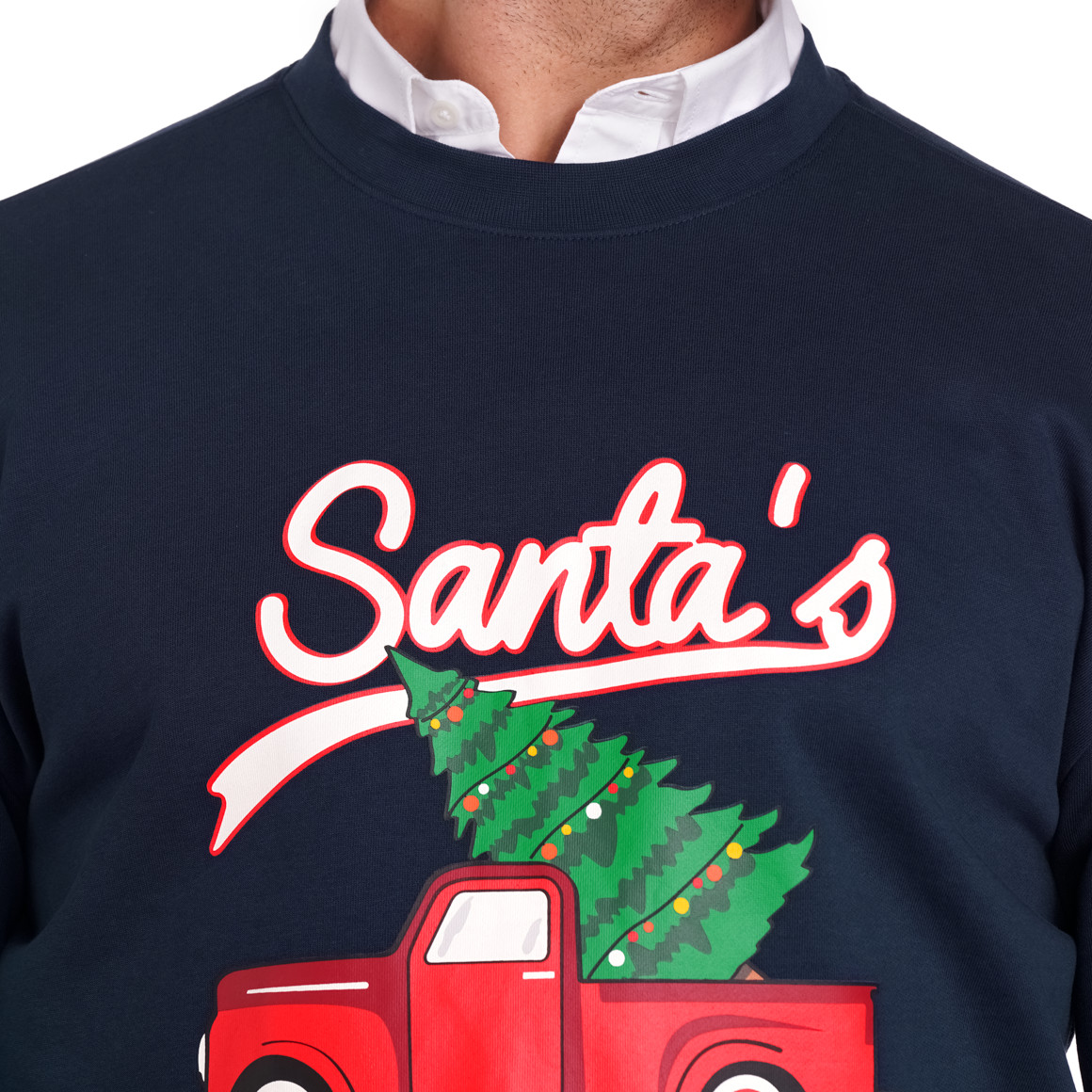 Herren Weihnachtssweatshirt mit Print dunkelblau