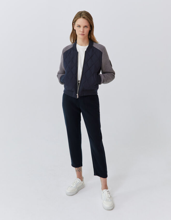 Sous-doudoune marine bi matière esprit teddy Femme