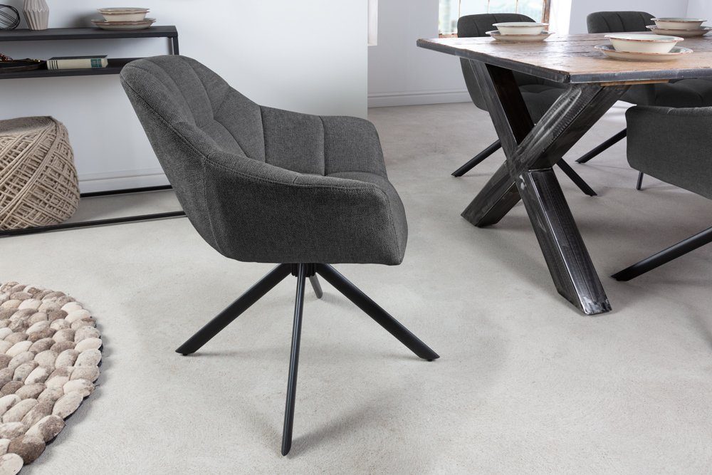 riess-ambiente Polsterstuhl PAPILLON anthrazit / schwarz (Einzelartikel, 1 St), Esszimmer · Stoff · Metall · Armlehne · drehbar · Modern Design