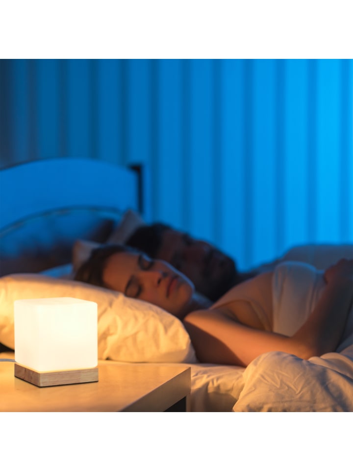 relaxdays Tischlampe Würfel in Weiß/Natur - (B)12 x (H)15 x (T)12 cm günstig kaufen onesize