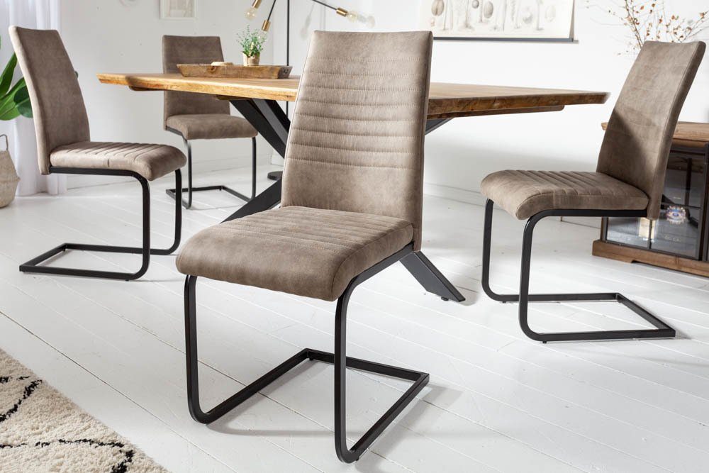 riess-ambiente Freischwinger APARTMENT taupe / schwarz (Einzelartikel, 1 St), Esszimmer · Microfaser · Metall · Industrial