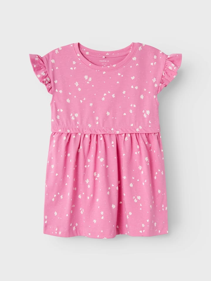 name it Kleid Kurzes Rundhals Baumwolle Dress in Rosa günstig kaufen