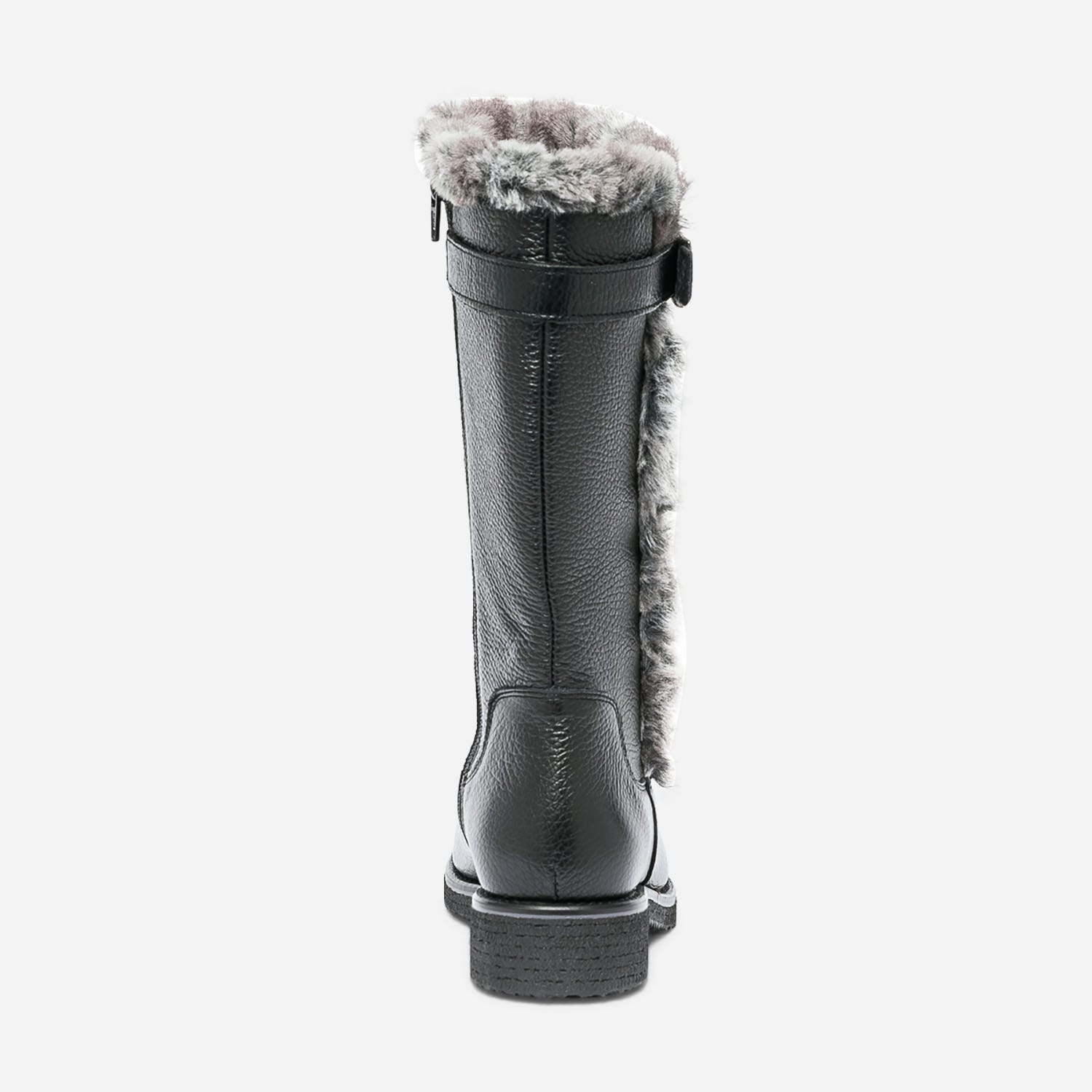 Botte noire en cuir fourré