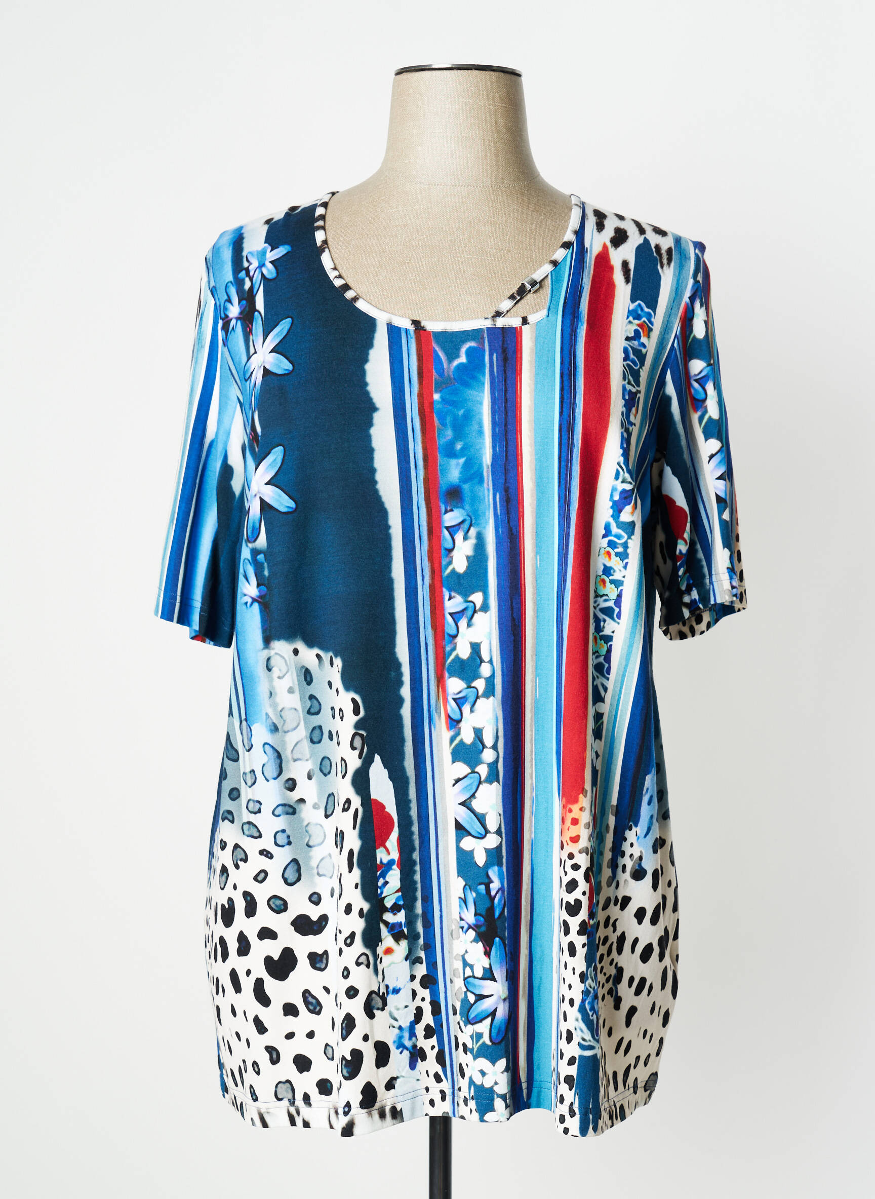 Chalou Tuniquemanchecourte Femme couleur bleu