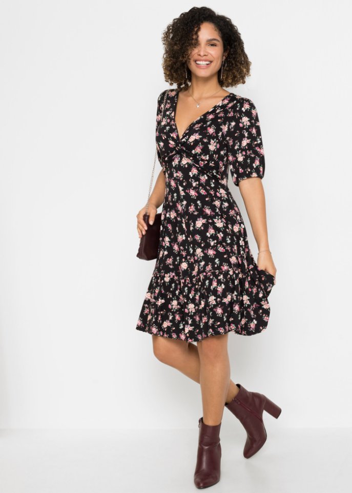 Jerseykleid mit Puffärmeln