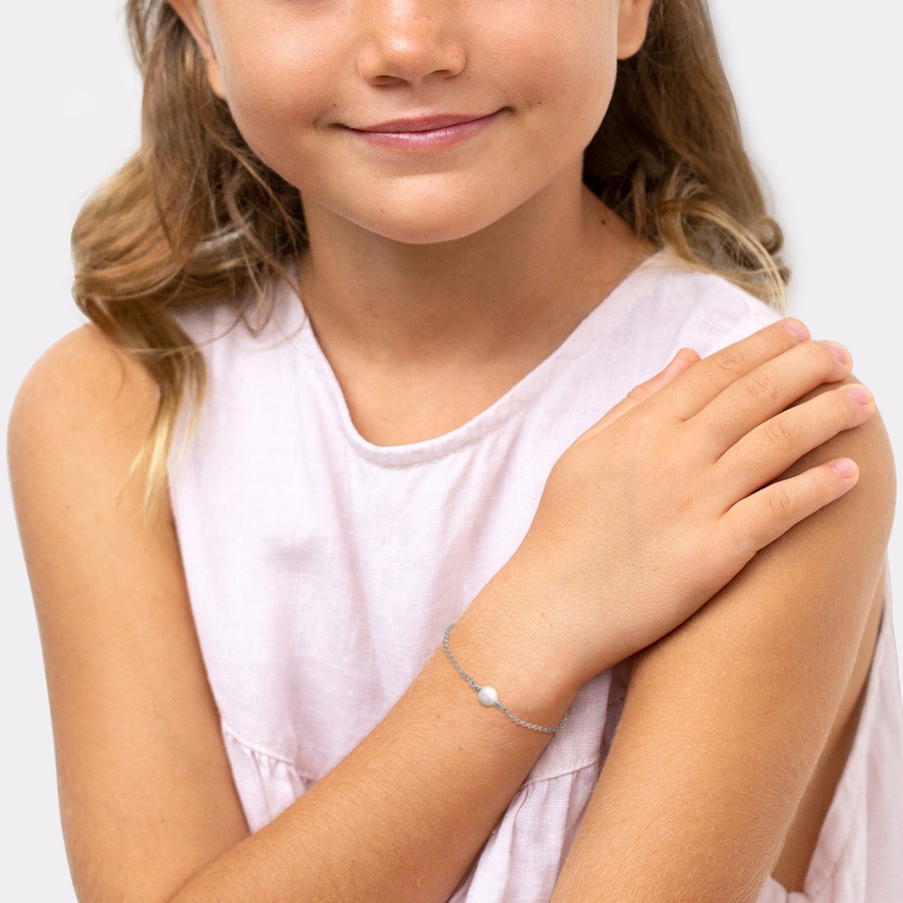 Elli Elli Bracelet Enfants pendentif Rond Vintage avec perles de coquillage en argent  Bracelet