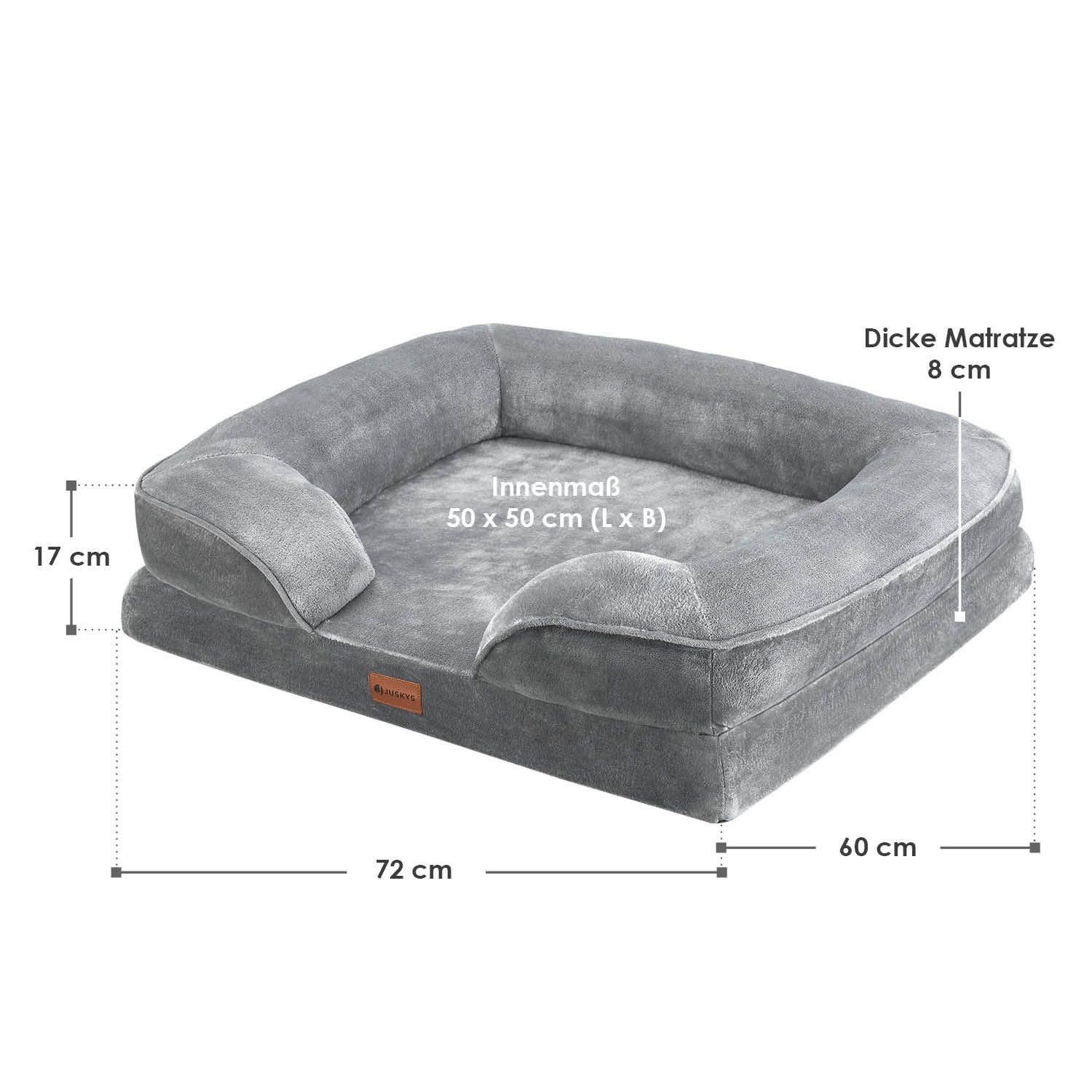 Juskys Tierbett Sheena, Stoff, Flanell (100 % Polyester), orthopädisch, waschbar und rutschfest, gepolsterter Rand